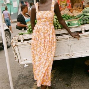 Coco Shop Poof Dress in Orange Hibiscus